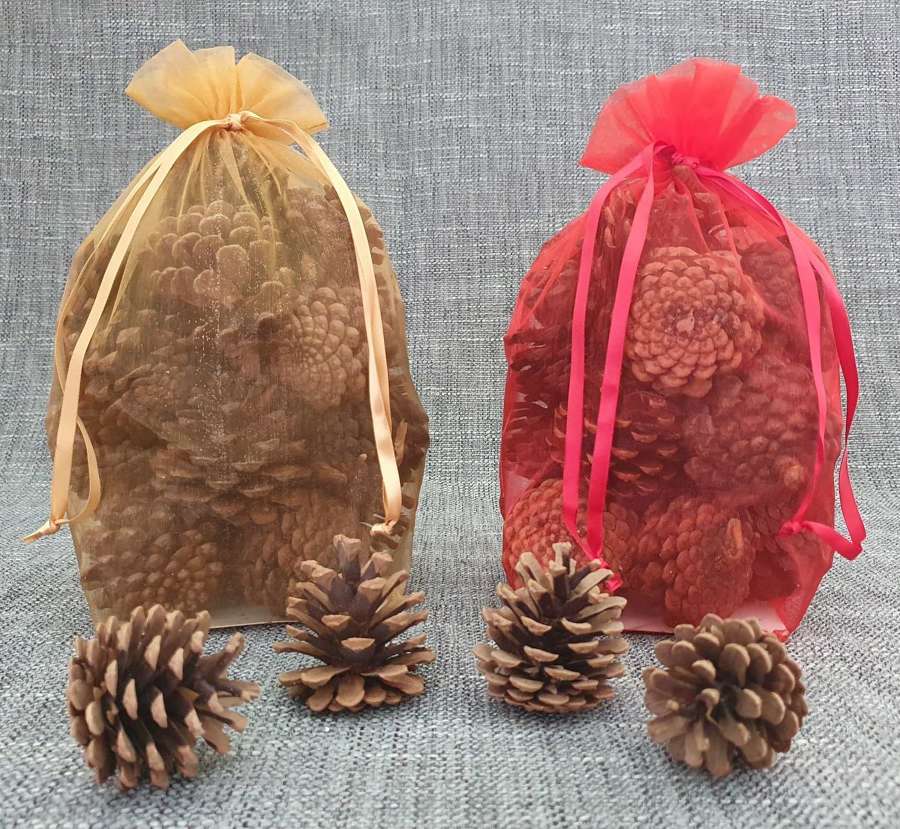 Scented Pine Cones in Voile Bags